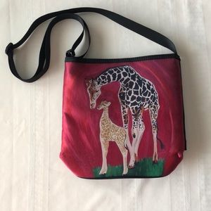 Hand Painted Giraffe Crossbody Purse